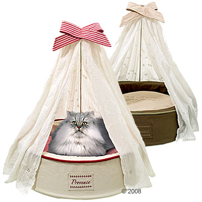 Pet Bed - Provence Canopy Pet Bed With Reversible Cushion - +�-� 50cm Diameter Khaki/ Beige